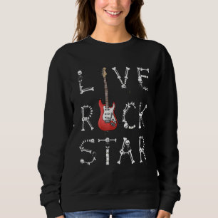 Vintage Retro Rock & Roll Skeleton Funny Guitar Mu Sweatshirt