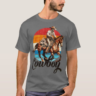 Vintage Retro Rodeo Cowboy Horseback Riding Equest T-Shirt
