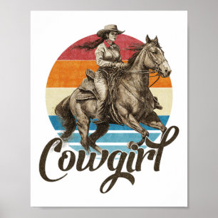 Vintage Retro Rodeo Cowgirl Poster