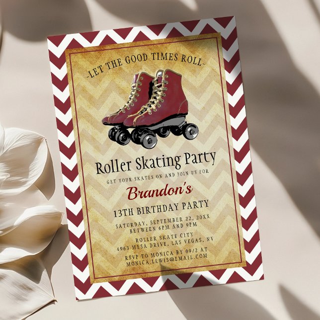 Vintage Retro Roller Skating Birthday Party Invitation (Creator Uploaded)