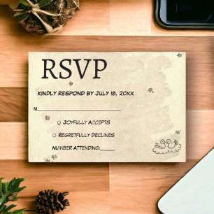 Vintage Retro Romantic Old Paper Rustic Wedding RSVP Card