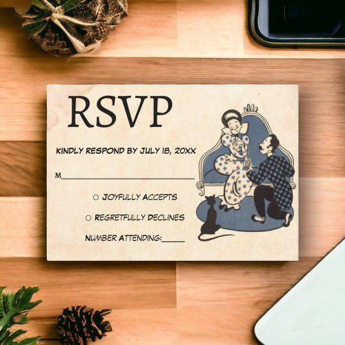 Vintage Retro Romantic Proposal Old Rustic Wedding RSVP Card