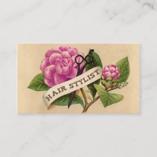 Customizable vintage retro rose orchid hairstylist hair stylist business card