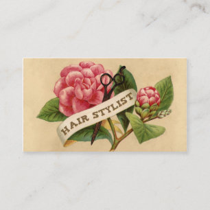 vintage retro rose pink hairstylist hair stylist business card