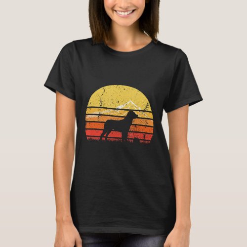 Vintage Retro Rottweiler Dog Silhouette Sunset Dis T_Shirt