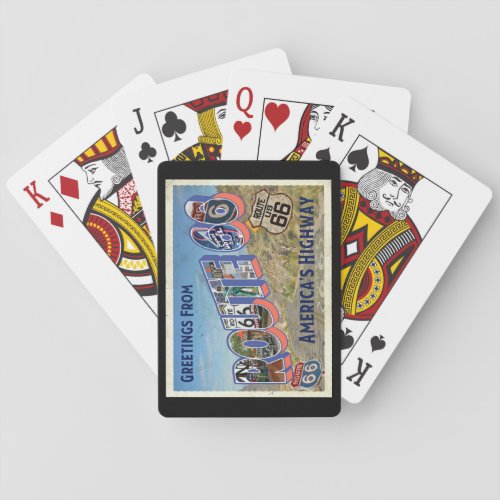 Vintage Retro Route 66 Historic Places Playing Cards