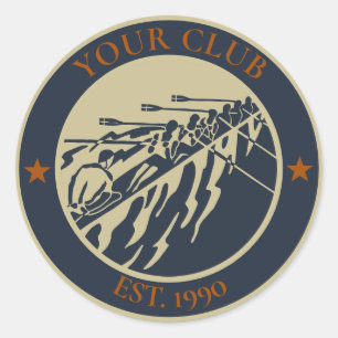 Vintage Retro Rowing Club Logo to personalize Classic Round Sticker