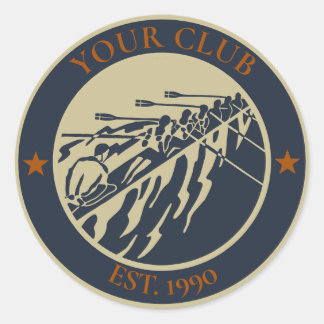 Vintage Retro Rowing Club Logo to personalize Classic Round Sticker