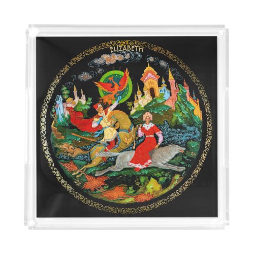 Vintage Retro Russian Fairy Tale Fantasy Colorful Acrylic Tray