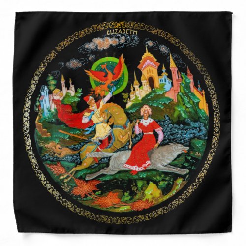 Vintage Retro Russian Fairy Tale Fantasy Colorful Bandana