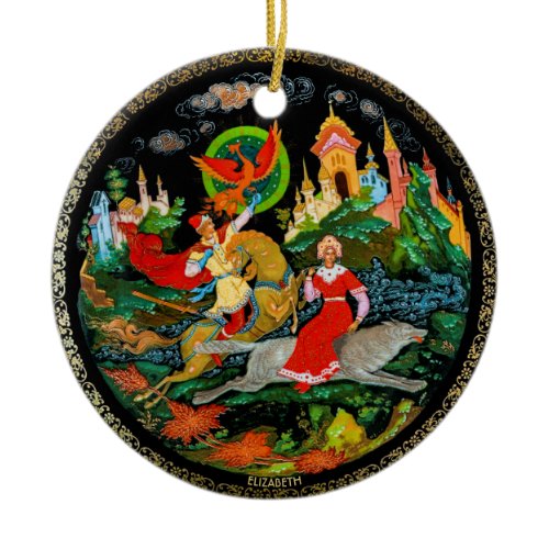 Vintage Retro Russian Fairy Tale Fantasy Colorful Ceramic Ornament