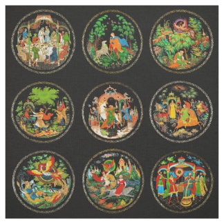 Vintage Retro Russian Fairy Tale Fantasy Colorful Fabric