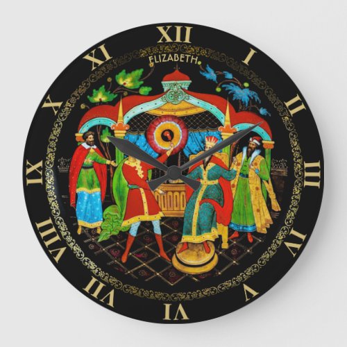 Vintage Retro Russian Fairy Tale Fantasy Colorful Large Clock