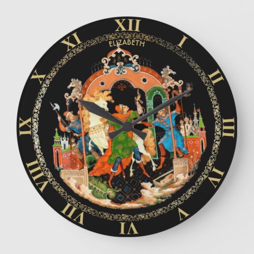 Vintage Retro Russian Fairy Tale Fantasy Colorful Large Clock