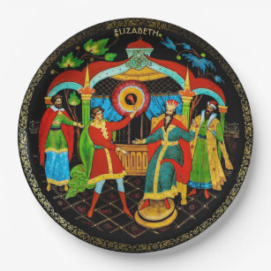 Vintage Retro Russian Fairy Tale Fantasy Colorful Paper Plates