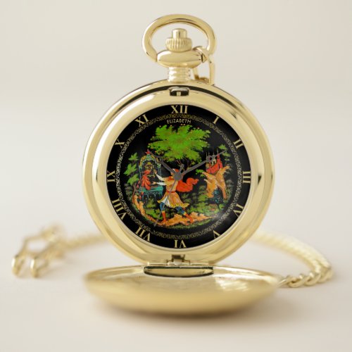 Vintage Retro Russian Fairy Tale Fantasy Colorful Pocket Watch