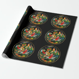 Vintage Retro Russian Fairy Tale Fantasy Colorful Wrapping Paper