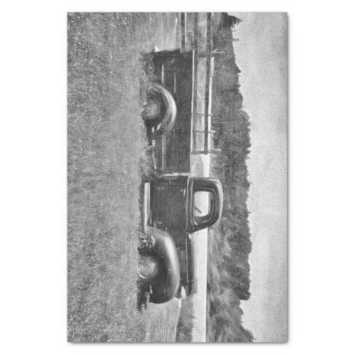 Vintage Retro Rustic Black And White Farm Truck Tissue Paper | Zazzle