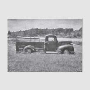  Vintage Retro Rustic Black And White Farm Truck Tissue Paper