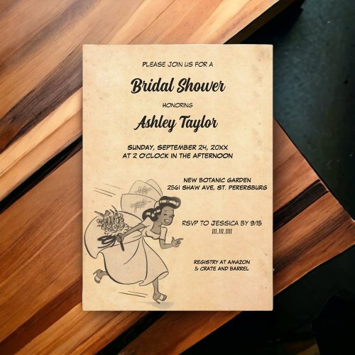 Vintage Retro Rustic Bride Stylish Bridal Shower Invitation