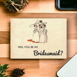 Vintage Retro Rustic Chic Stylish Bridesmaid Card