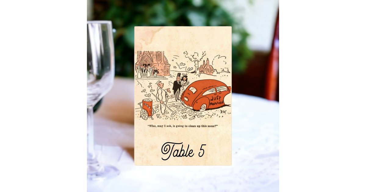 Vintage Retro Rustic Funny 50s Comic Book Wedding Table Number | Zazzle