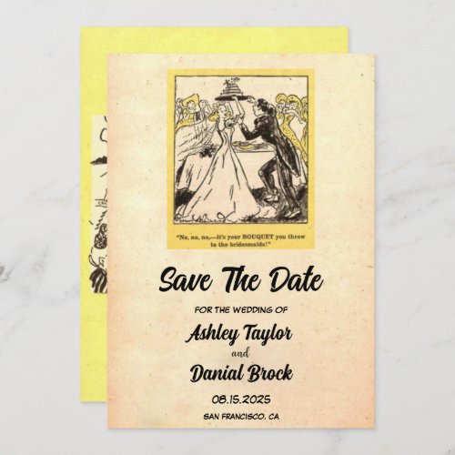 Vintage Retro Rustic Funny Wedding Save the Date Invitation