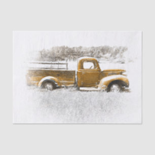 Vintage Retro Rustic Gold Gray Farm Truck Tissue Paper