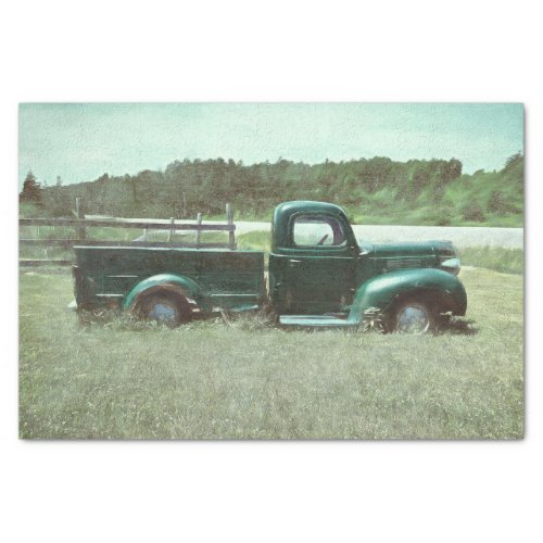  Vintage Retro Rustic Green Country Pick Up Truck Tissue Paper