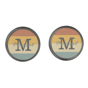 Vintage retro rustic name initials personalized cufflinks