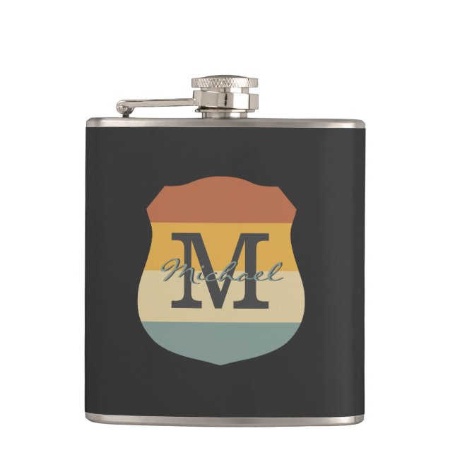 Vintage retro rustic name initials personalized  flask (Front)
