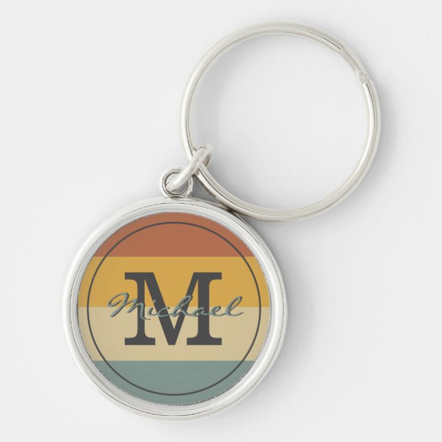 Vintage retro rustic name initials personalized    keychain (Front)