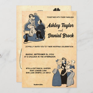 Vintage Retro Rustic Old Stylish Romantic Wedding Invitation