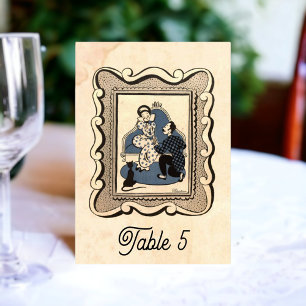 Vintage Retro Rustic Proposal Comic Book Wedding Table Number