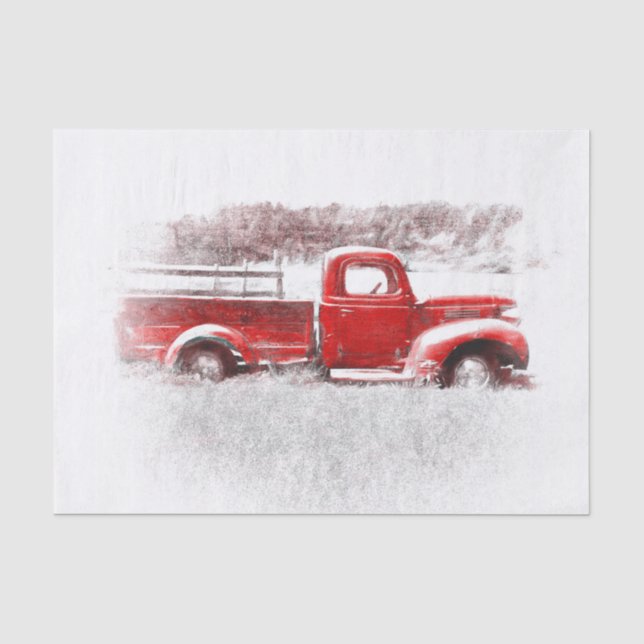  Vintage Retro Rustic Red Farm Truck Tissue Paper (Front)