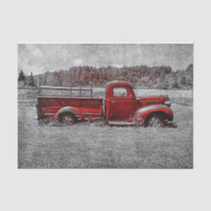  Vintage Retro Rustic Red Gray Farm Truck Tissue Paper
