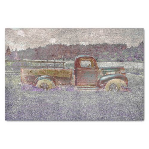  Vintage Retro Rustic Red Purple Art Farm Truck Tissue Paper
