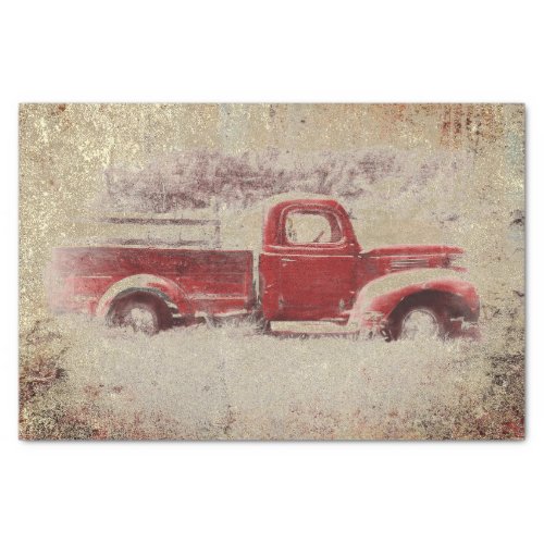 Vintage Retro Rustic Red Truck Texture Background Tissue Paper