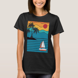 Vintage Retro Sailboat 80s 70s Style Sailing Boat T-Shirt