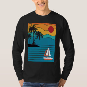 Vintage Retro Sailboat 80s 70s Style Sailing Boat  T-Shirt