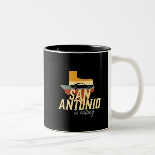 Vintage Retro San Antonio Texas USA City Map Two_Tone Coffee Mug