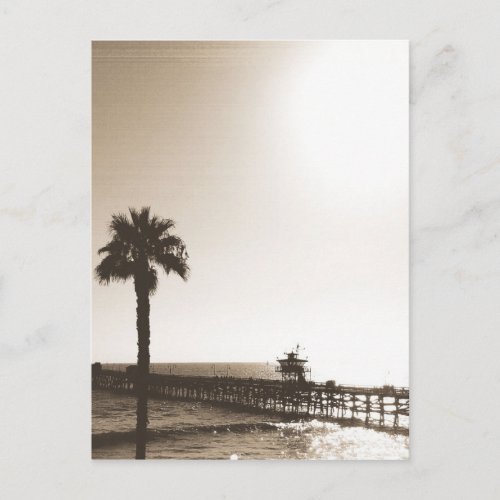 vintage retro san clemente pier california sepia postcard