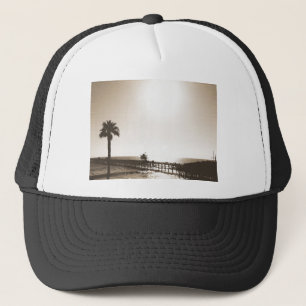 vintage retro san clemente pier california sepia trucker hat