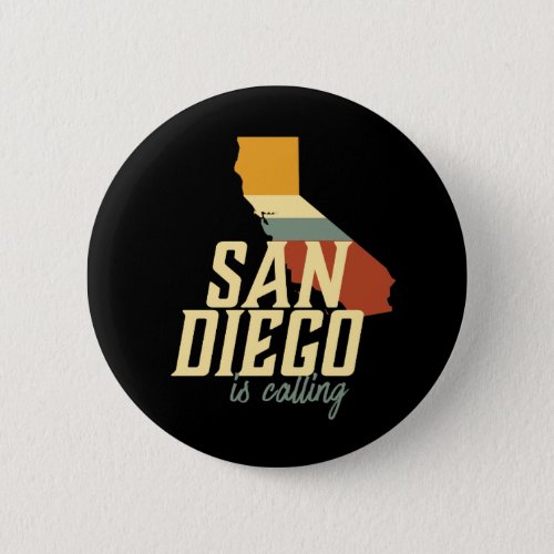 Vintage Retro San Diego California USA City Map Button