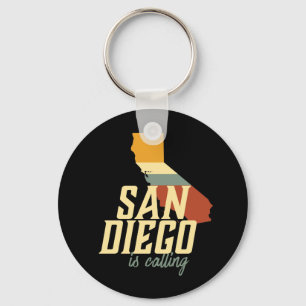 Vintage Retro San Diego California USA City Map Keychain