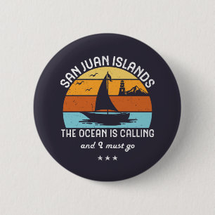 Vintage Retro San Juan Islands Sailing Button