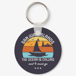 Vintage Retro San Juan Islands Sailing Keychain