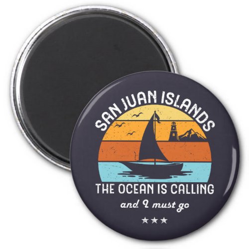 Vintage Retro San Juan Islands Sailing Magnet