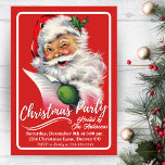 Vintage Retro Santa Checking His List Christmas Invitation<br><div class="desc">This mid-century retro vintage Christmas party invitation features a classic rendition of Santa Claus checking his list with a wink and a twinkle in his eye.  Personalize by adding your event details and an option to leave an additional message on the back or leave the back blank.</div>