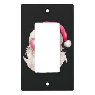 Vintage Retro Santa Christmas Bubble Gum Pink Sung Light Switch Cover